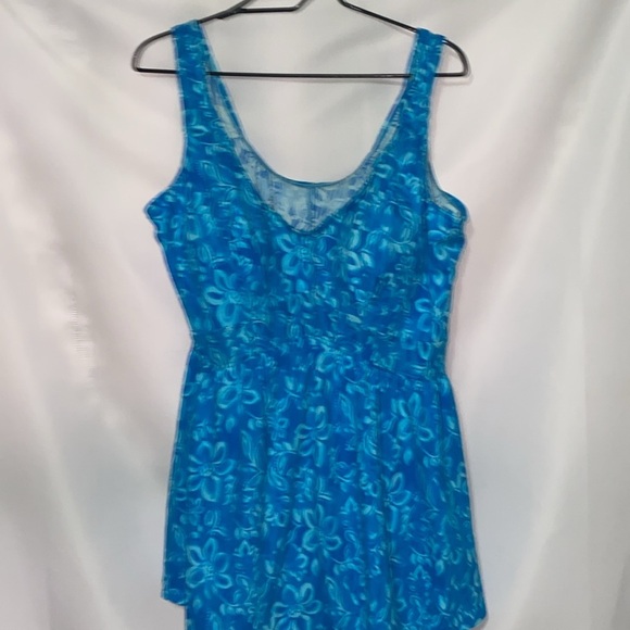 MAXINE  WO SIZE 24W ONE PIECE BATHING SUIT BLUE TROPICAL FLORAL PRINT CLEAN - Picture 4 of 10